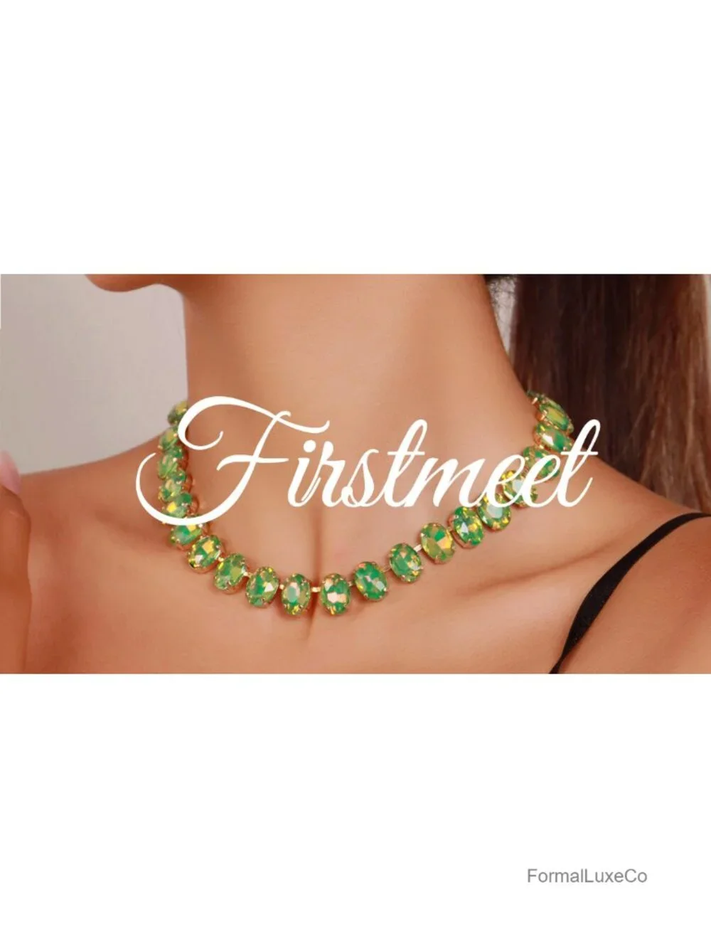 Oval Crystal Rhinestone Choker Collar Necklace Bridal Women